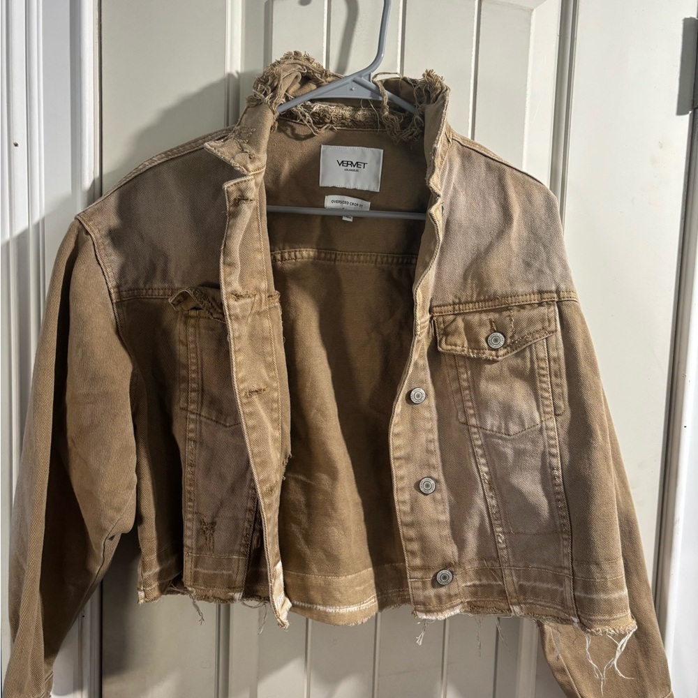 Vervet Brown Distressed Denim Jacket